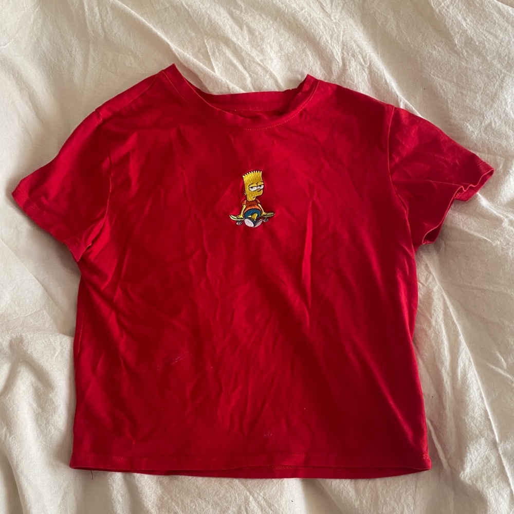 Bart Simpson Embroidered Crop Top